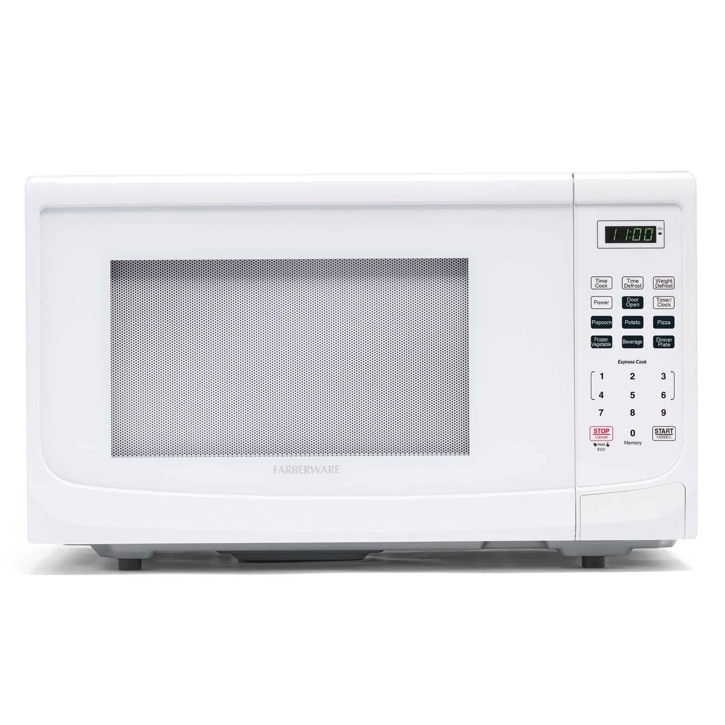 Four à micro-ondes de comptoir Farberware de 1000 watts et 1,1 pi³ avec éclairage LED et verrouillage enfant.