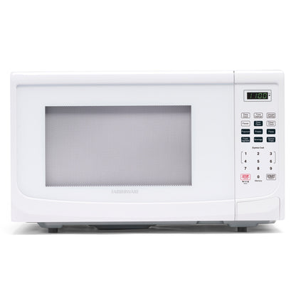 Four à micro-ondes de comptoir Farberware de 1000 watts et 1,1 pi³ avec éclairage LED et verrouillage enfant.