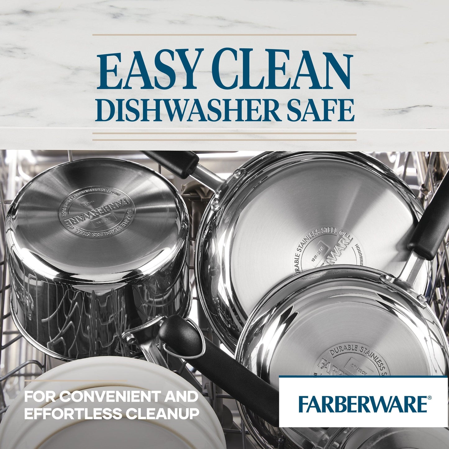 Ensemble de casseroles et poêles en acier inoxydable Brilliance de Farberware, 10 pièces