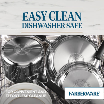 Ensemble de casseroles et poêles en acier inoxydable Brilliance de Farberware, 10 pièces