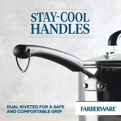 Ensemble de casseroles et poêles en acier inoxydable Brilliance de Farberware, 10 pièces