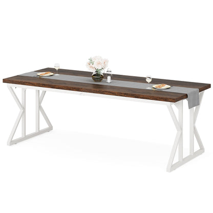 Table de salle à manger de style farmhouse pour 6 personnes, table de cuisine rectangulaire en bois de 70,8 pouces