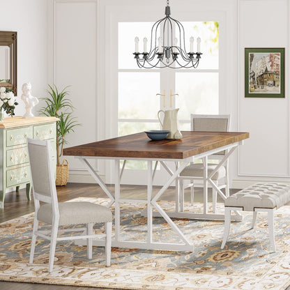 Table de salle à manger de style farmhouse pour 6 personnes, table de cuisine rectangulaire en bois de 70,8 pouces