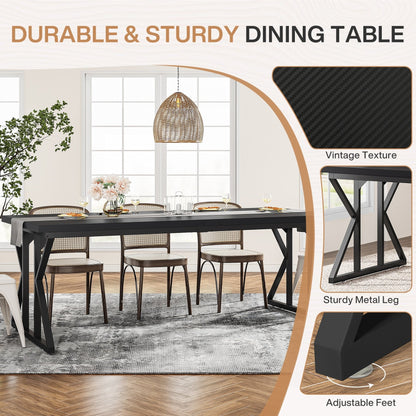 Table de salle à manger de style farmhouse pour 6 personnes, table de cuisine rectangulaire en bois de 70,8 pouces