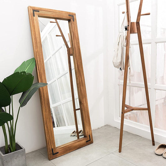 Grand miroir mural en bois rustique style farmhouse - 65x24