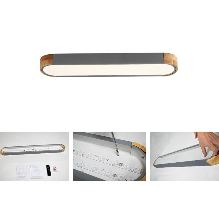 Éclairage encastré LED ovale allongé en bois style farmhouse, à intensité variable - 37 3000k/6000k