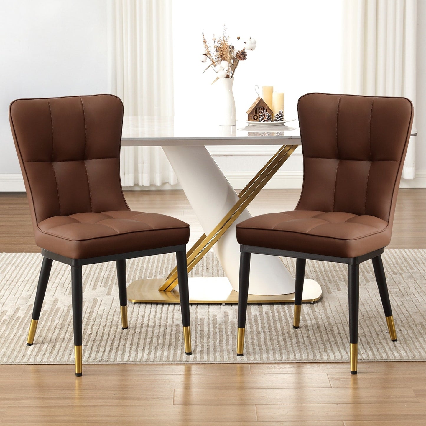 Lot de 2/4 chaises de salle à manger recouvertes de simili cuir