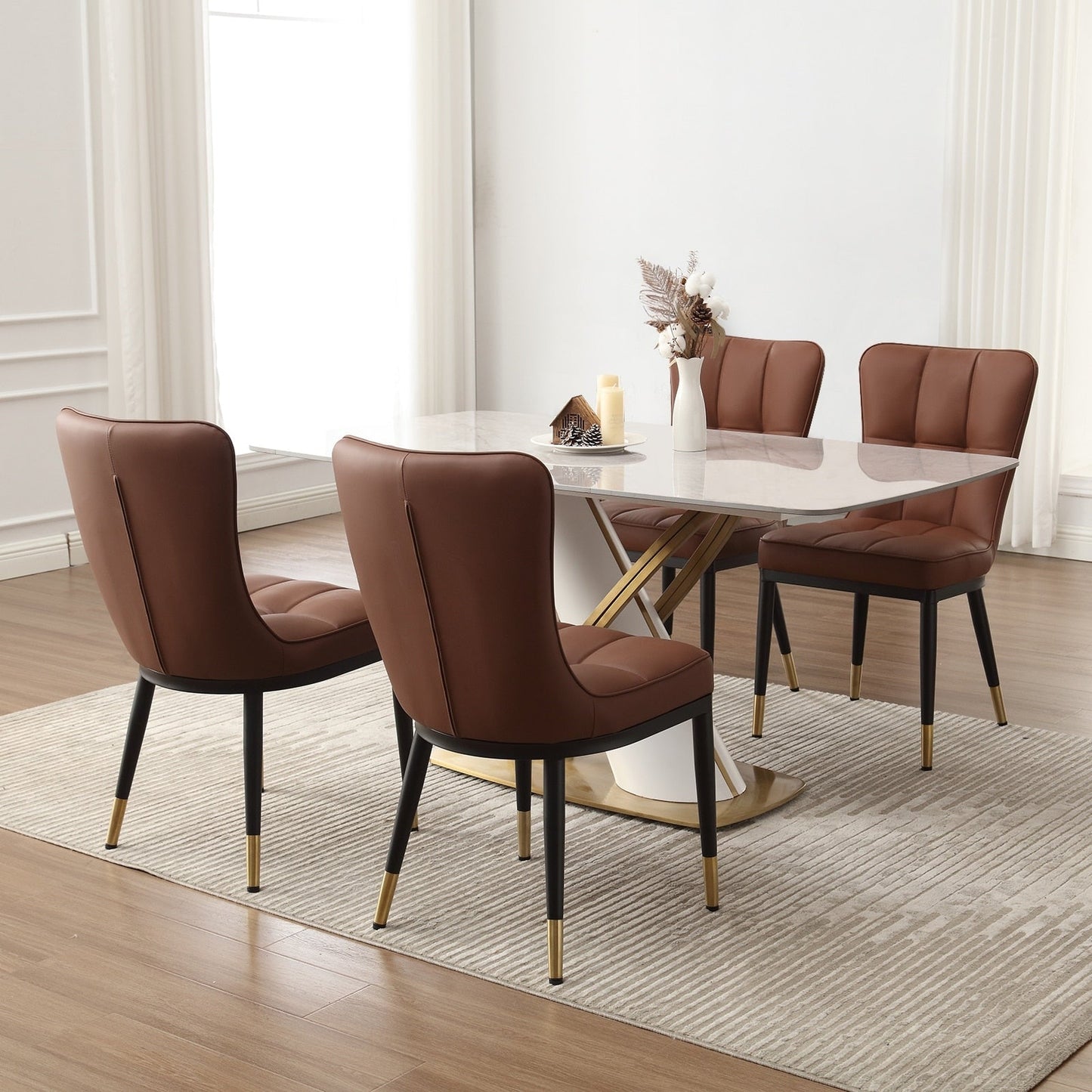 Lot de 2/4 chaises de salle à manger recouvertes de simili cuir