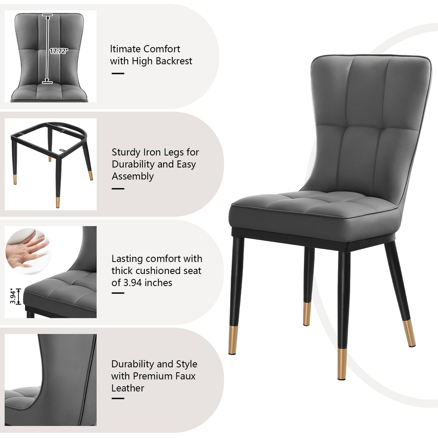 Lot de 2/4 chaises de salle à manger recouvertes de simili cuir