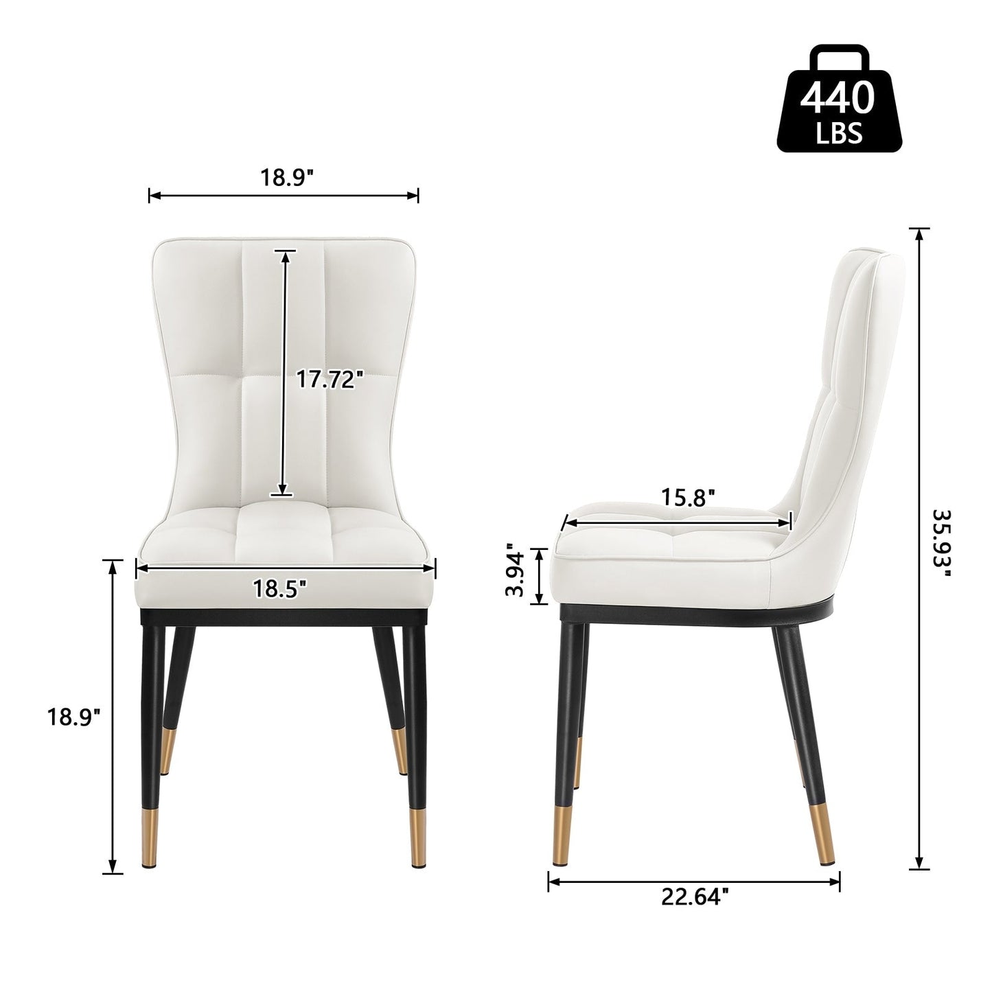 Lot de 2/4 chaises de salle à manger recouvertes de simili cuir