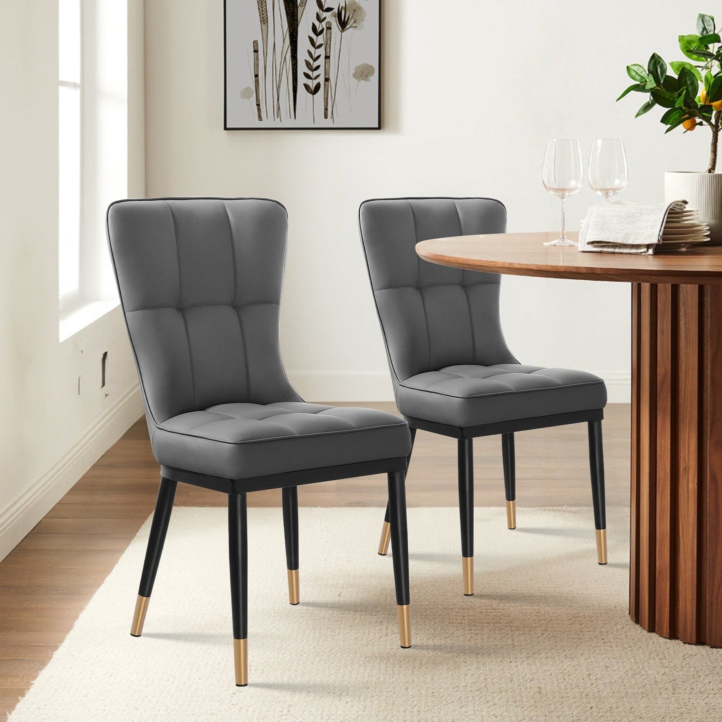 Lot de 2/4 chaises de salle à manger recouvertes de simili cuir