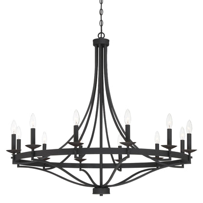 Luminaire à suspension Fidenza à 12 lumières, style ferme moderne, en forme de roue de charrette, avec certification UL - D40'' * H135''