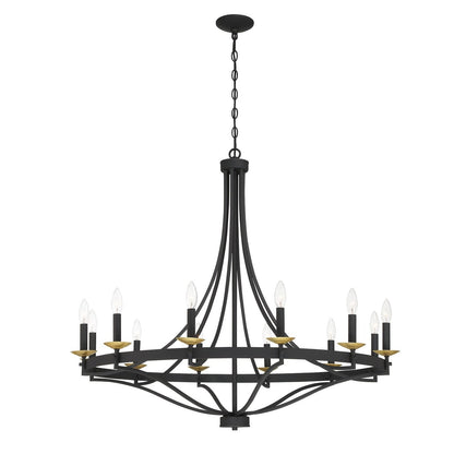 Luminaire à suspension Fidenza à 12 lumières, style ferme moderne, en forme de roue de charrette, avec certification UL - D40'' * H135''