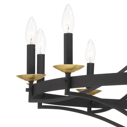 Luminaire à suspension Fidenza à 12 lumières, style ferme moderne, en forme de roue de charrette, avec certification UL - D40'' * H135''
