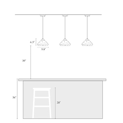 Suspension d'éclairage moderne Flyn à 1 lumière en verre mercure pour îlot de cuisine