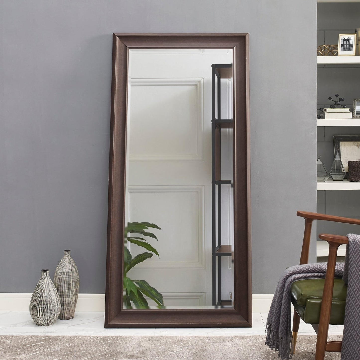 Grand miroir mural rectangulaire avec cadre - Miroir pleine longueur pour chambre à coucher et dressing