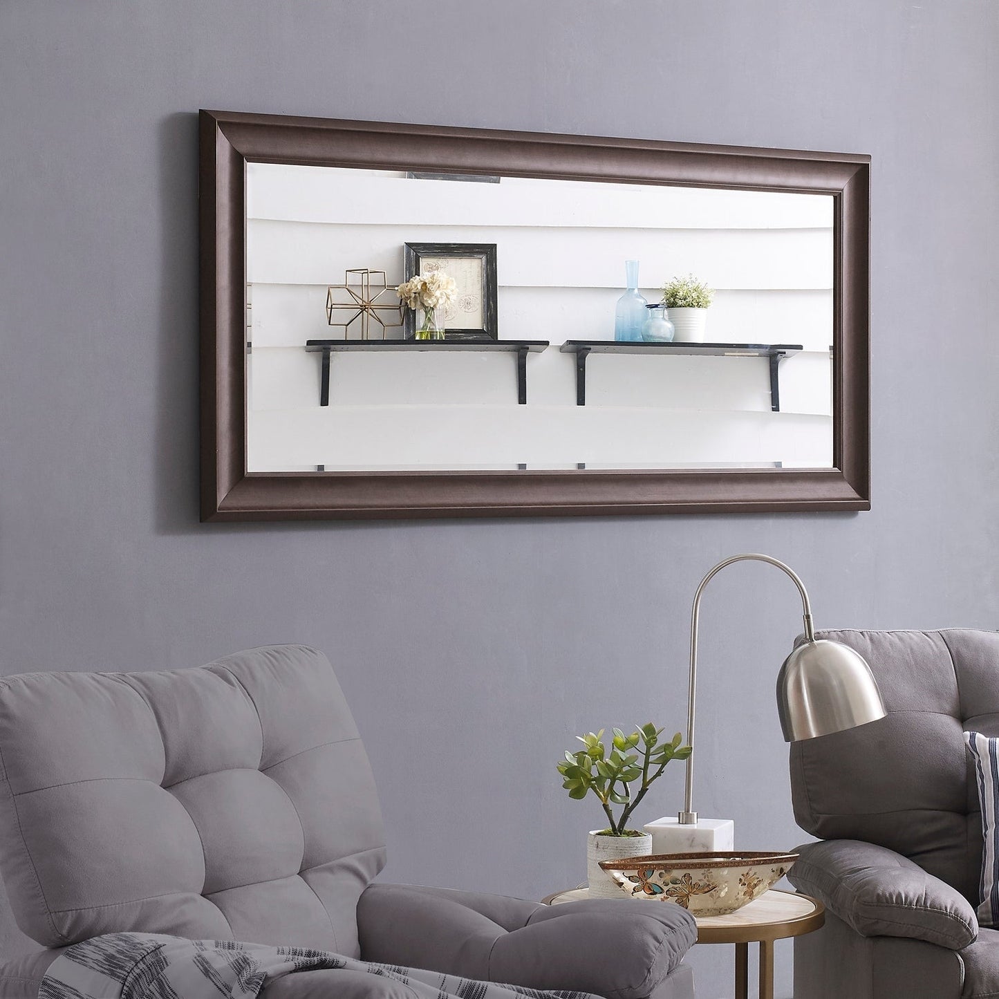 Grand miroir mural rectangulaire avec cadre - Miroir pleine longueur pour chambre à coucher et dressing