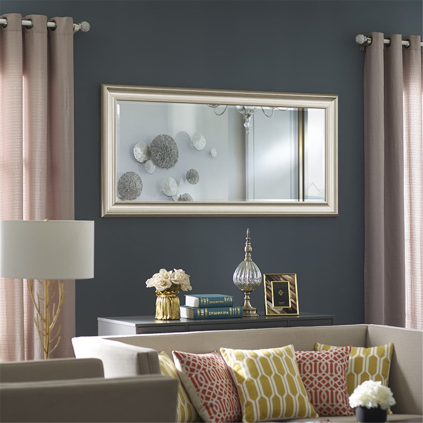 Grand miroir mural rectangulaire avec cadre - Miroir pleine longueur pour chambre à coucher et dressing