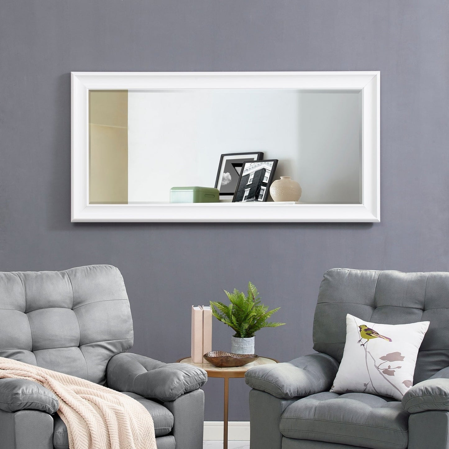 Grand miroir mural rectangulaire avec cadre - Miroir pleine longueur pour chambre à coucher et dressing
