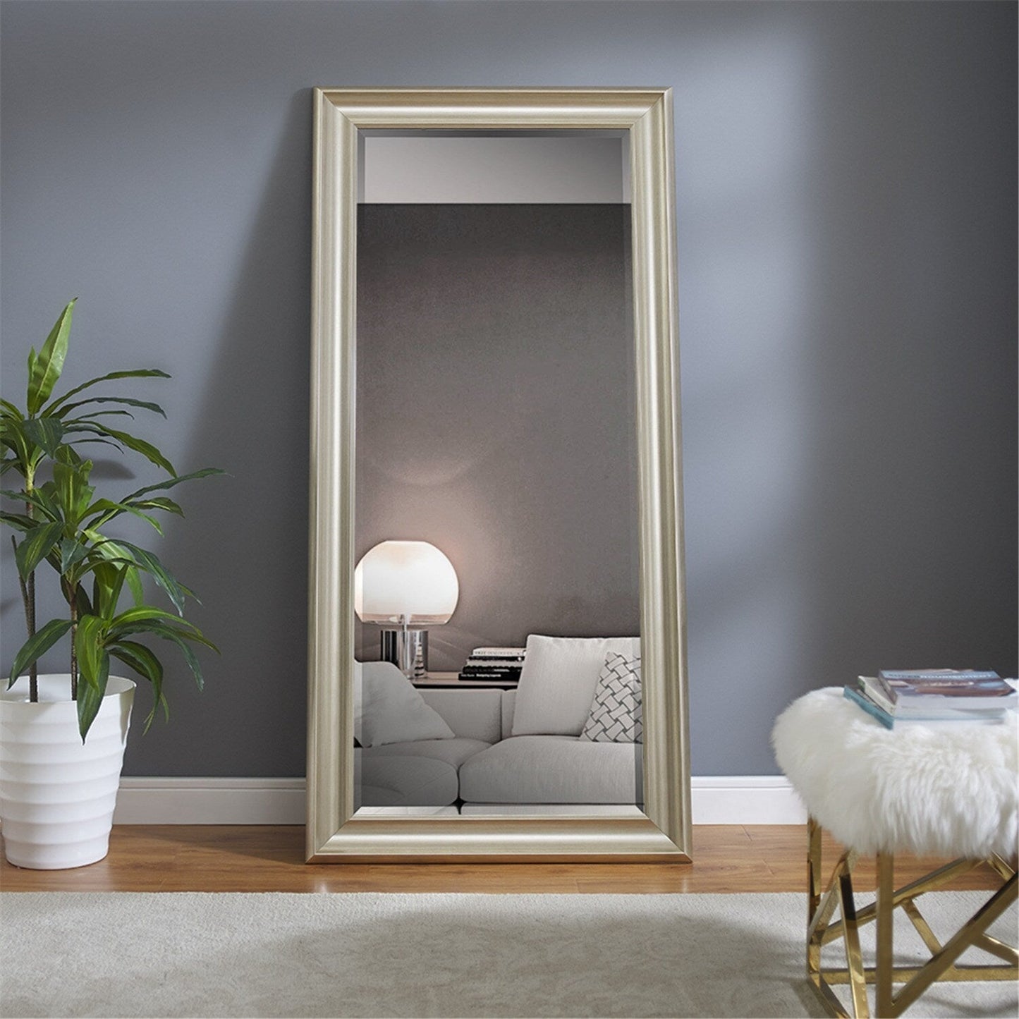 Grand miroir mural rectangulaire avec cadre - Miroir pleine longueur pour chambre à coucher et dressing