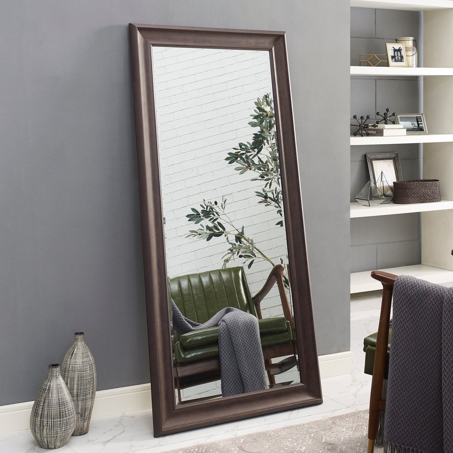 Grand miroir mural rectangulaire avec cadre - Miroir pleine longueur pour chambre à coucher et dressing