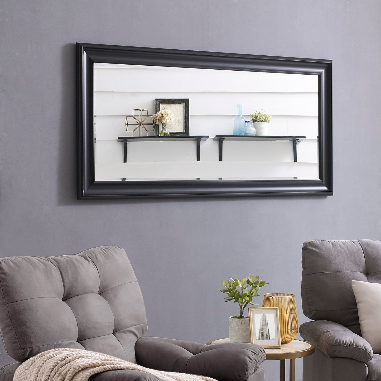 Grand miroir mural rectangulaire avec cadre - Miroir pleine longueur pour chambre à coucher et dressing