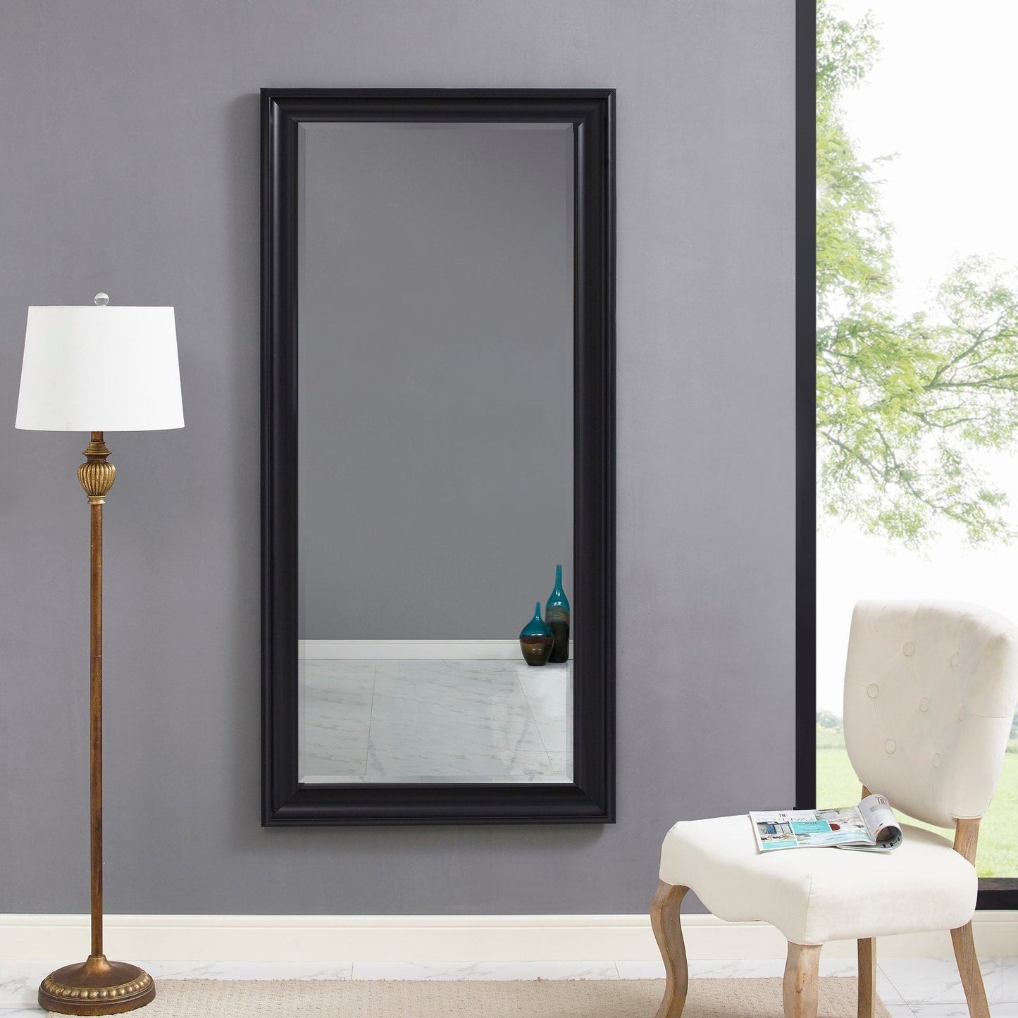 Grand miroir mural rectangulaire avec cadre - Miroir pleine longueur pour chambre à coucher et dressing