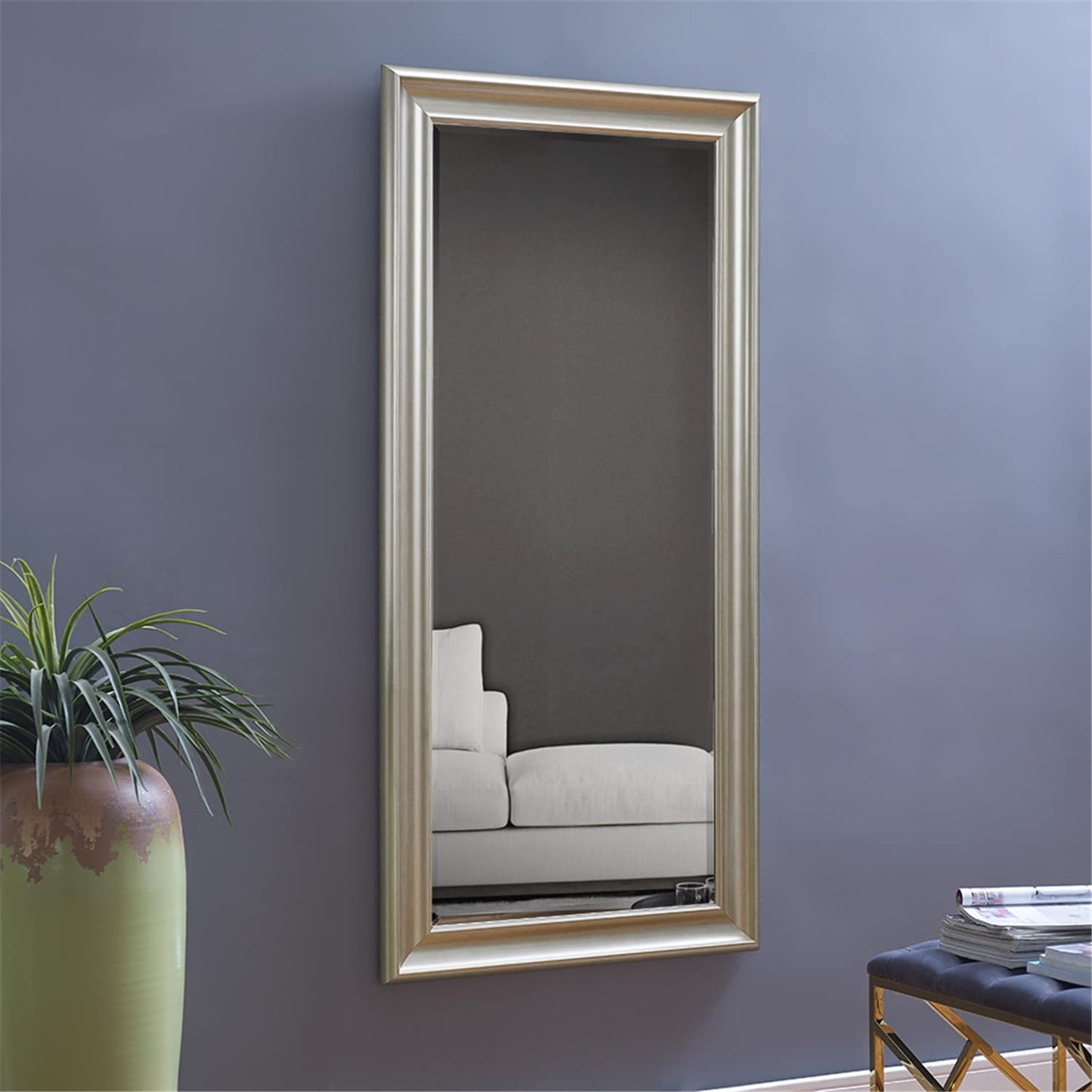 Grand miroir mural rectangulaire avec cadre - Miroir pleine longueur pour chambre à coucher et dressing
