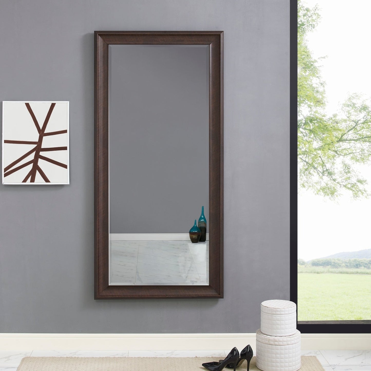 Grand miroir mural rectangulaire avec cadre - Miroir pleine longueur pour chambre à coucher et dressing