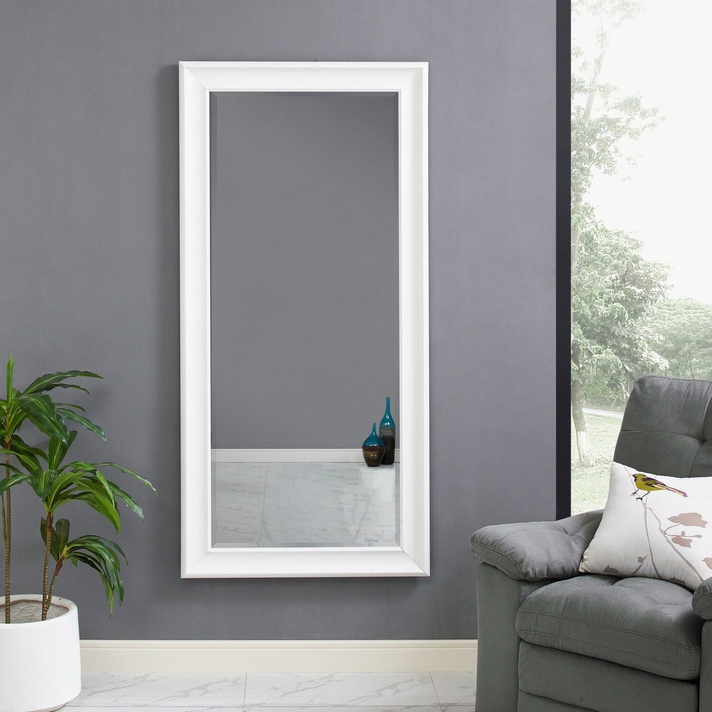 Grand miroir mural rectangulaire avec cadre - Miroir pleine longueur pour chambre à coucher et dressing
