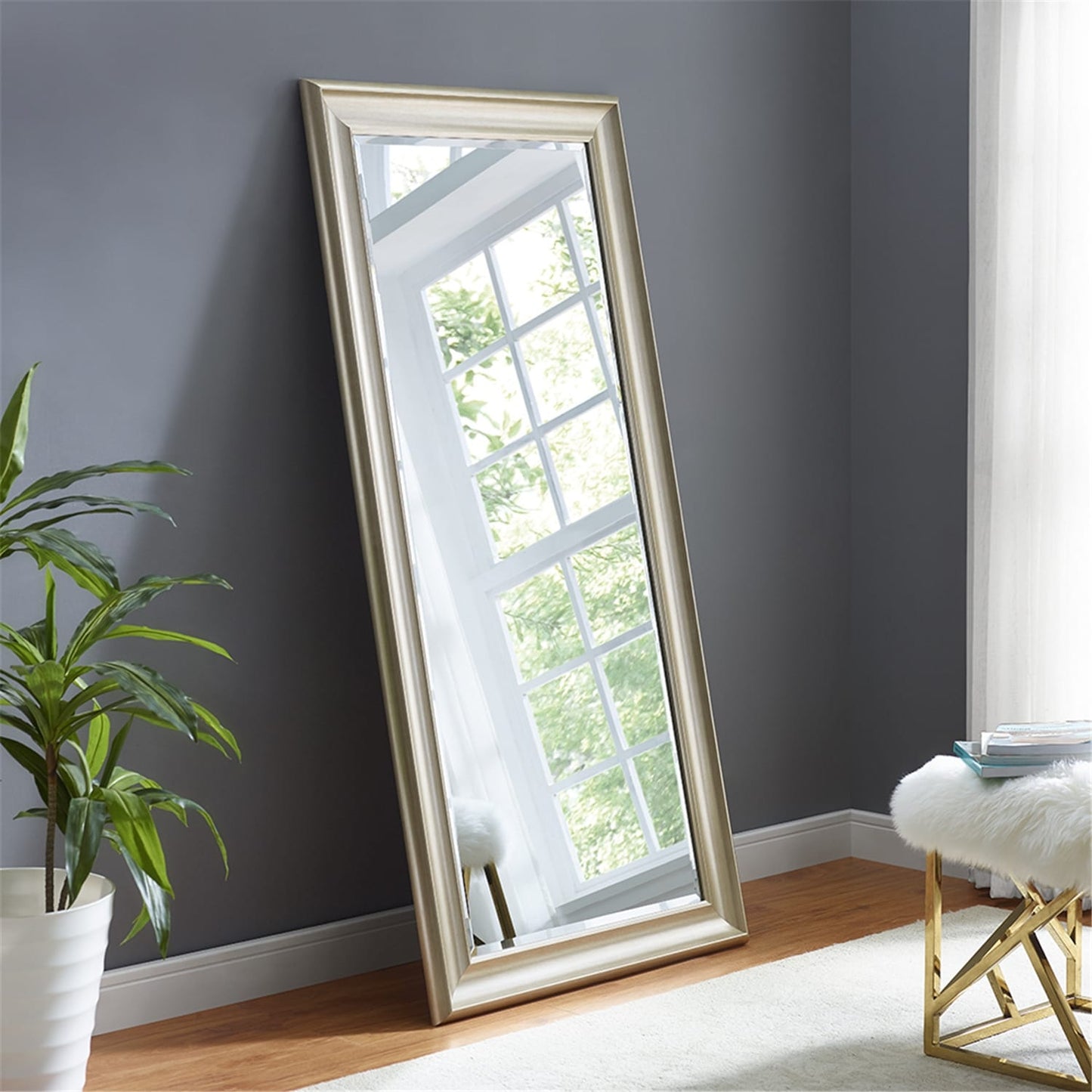 Grand miroir mural rectangulaire avec cadre - Miroir pleine longueur pour chambre à coucher et dressing
