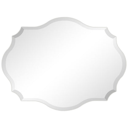 Miroir mural rectangulaire sans cadre, biseauté, élégant et à bords festonnés