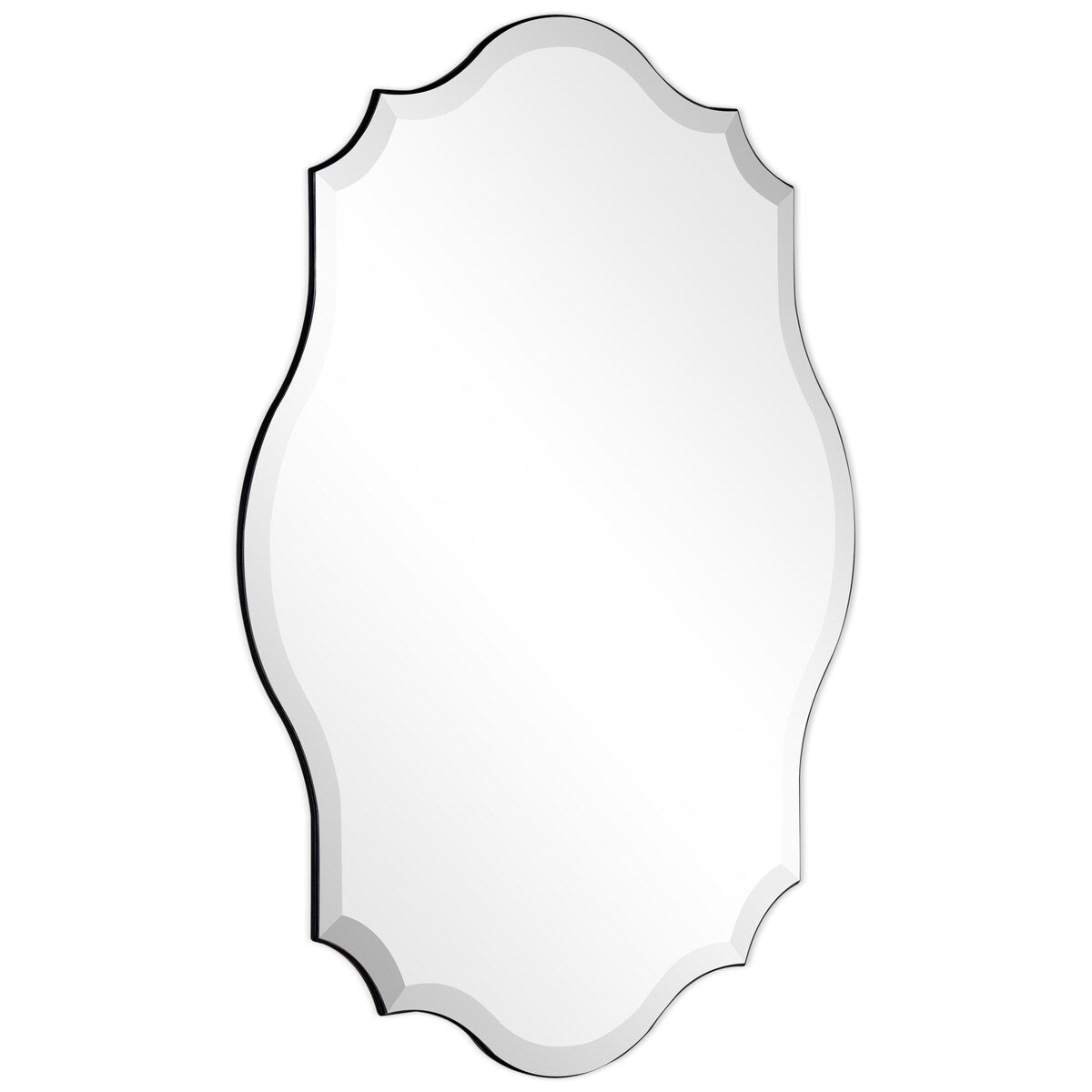 Miroir mural rectangulaire sans cadre, biseauté, élégant et à bords festonnés