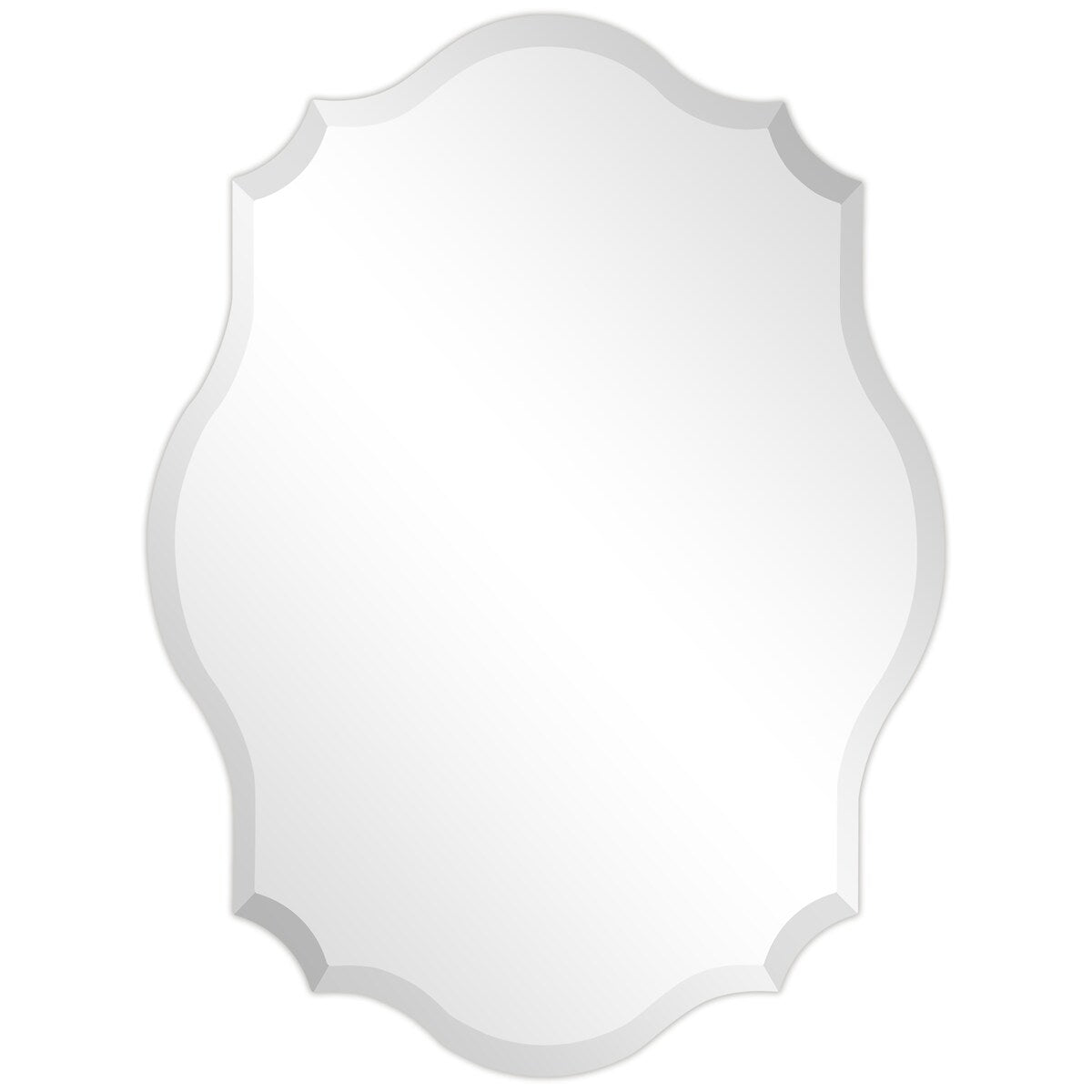 Miroir mural rectangulaire sans cadre, biseauté, élégant et à bords festonnés