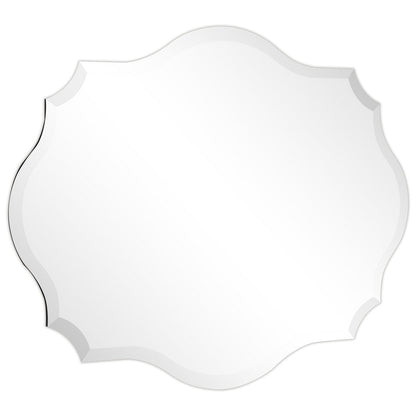 Miroir mural rectangulaire sans cadre, biseauté, élégant et à bords festonnés