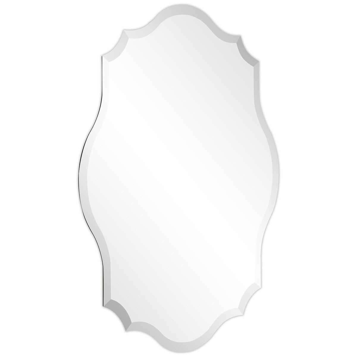 Miroir mural rectangulaire sans cadre, biseauté, élégant et à bords festonnés