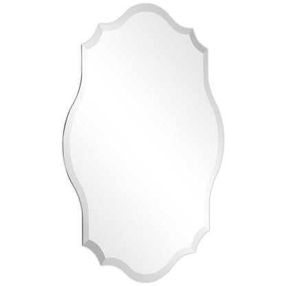 Miroir mural rectangulaire sans cadre, biseauté, élégant et à bords festonnés