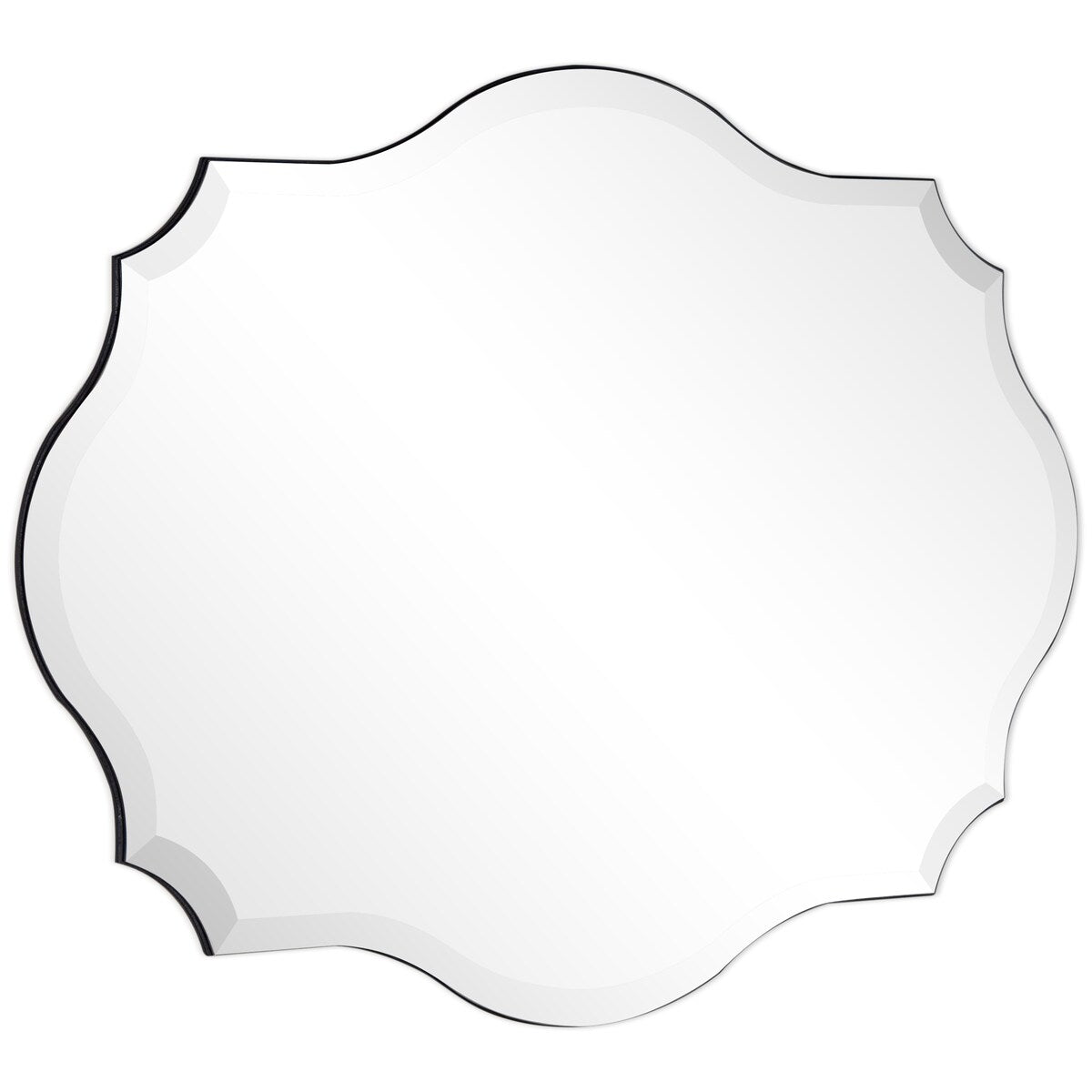Miroir mural rectangulaire sans cadre, biseauté, élégant et à bords festonnés