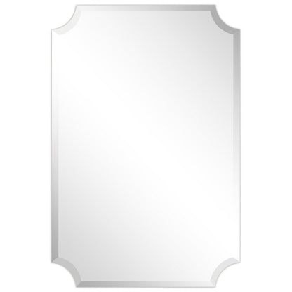 Miroir mural rectangulaire sans cadre, à bords festonnés et biseautés, pour salle de bain, meuble-lavabo, chambre à coucher, bord biseauté de 1 côté - Transparent