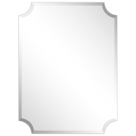 Miroir mural rectangulaire sans cadre, à bords festonnés et biseautés, pour salle de bain, meuble-lavabo, chambre à coucher, bord biseauté de 1 côté - Transparent