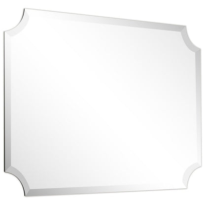 Miroir mural rectangulaire sans cadre, à bords festonnés et biseautés, pour salle de bain, meuble-lavabo, chambre à coucher, bord biseauté de 1 côté - Transparent