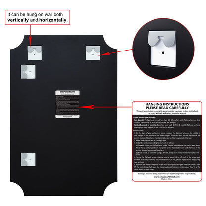 Miroir mural rectangulaire sans cadre, à bords festonnés et biseautés, pour salle de bain, meuble-lavabo, chambre à coucher, bord biseauté de 1 côté - Transparent