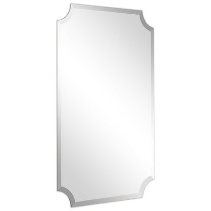 Miroir mural rectangulaire sans cadre, à bords festonnés et biseautés, pour salle de bain, meuble-lavabo, chambre à coucher, bord biseauté de 1 côté - Transparent
