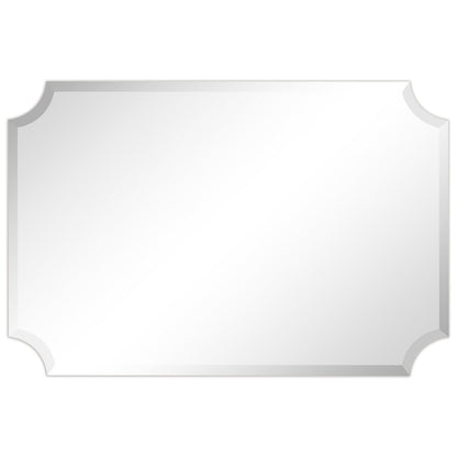 Miroir mural rectangulaire sans cadre, à bords festonnés et biseautés, pour salle de bain, meuble-lavabo, chambre à coucher, bord biseauté de 1 côté - Transparent