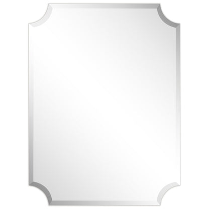 Miroir mural rectangulaire sans cadre, à bords festonnés et biseautés, pour salle de bain, meuble-lavabo, chambre à coucher, bord biseauté de 1 côté - Transparent
