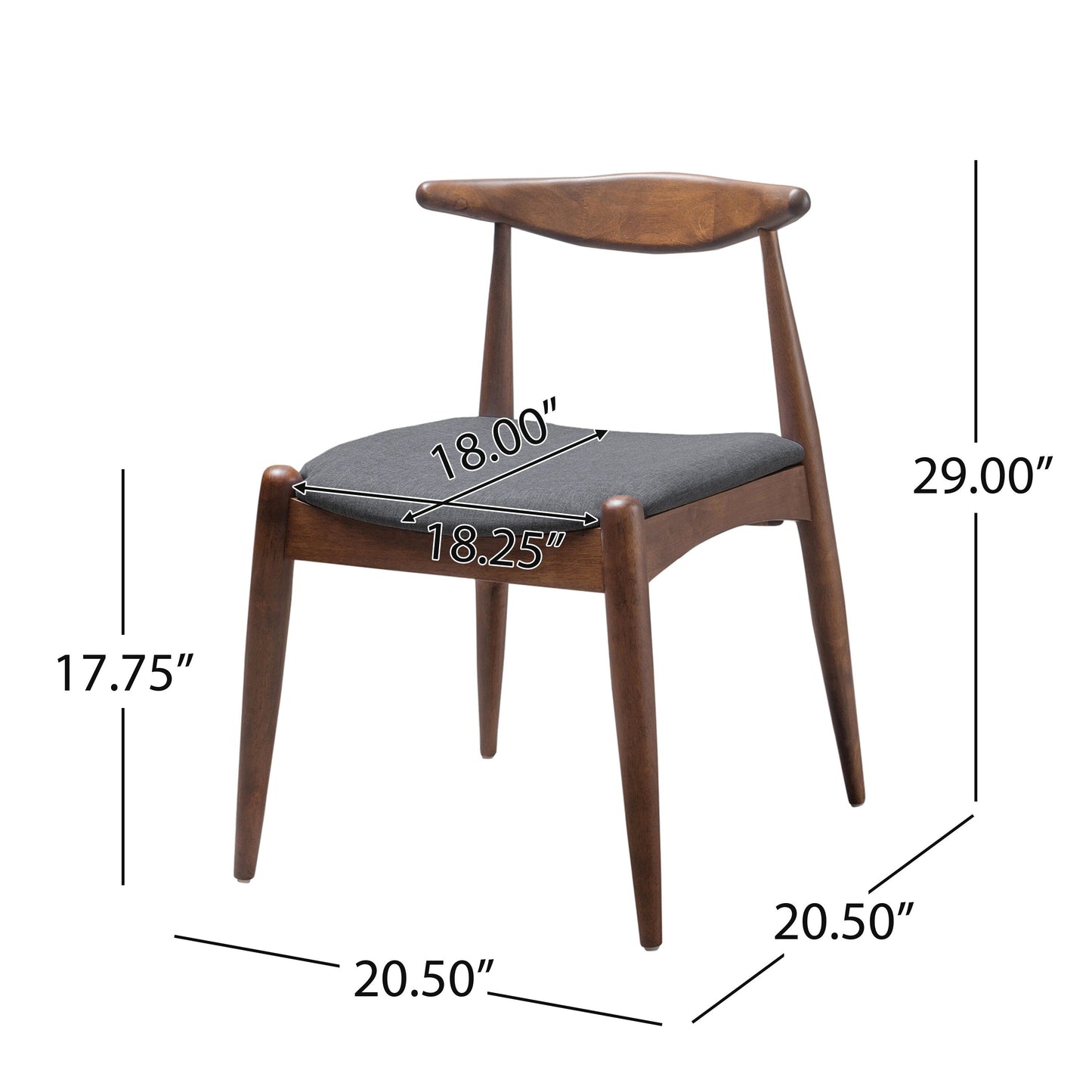 Chaises de salle à manger Francie, style moderne du milieu du siècle (lot de 2) par Christopher Knight Home - 52,1 cm L x 51,4 cm l x 75,2 cm h