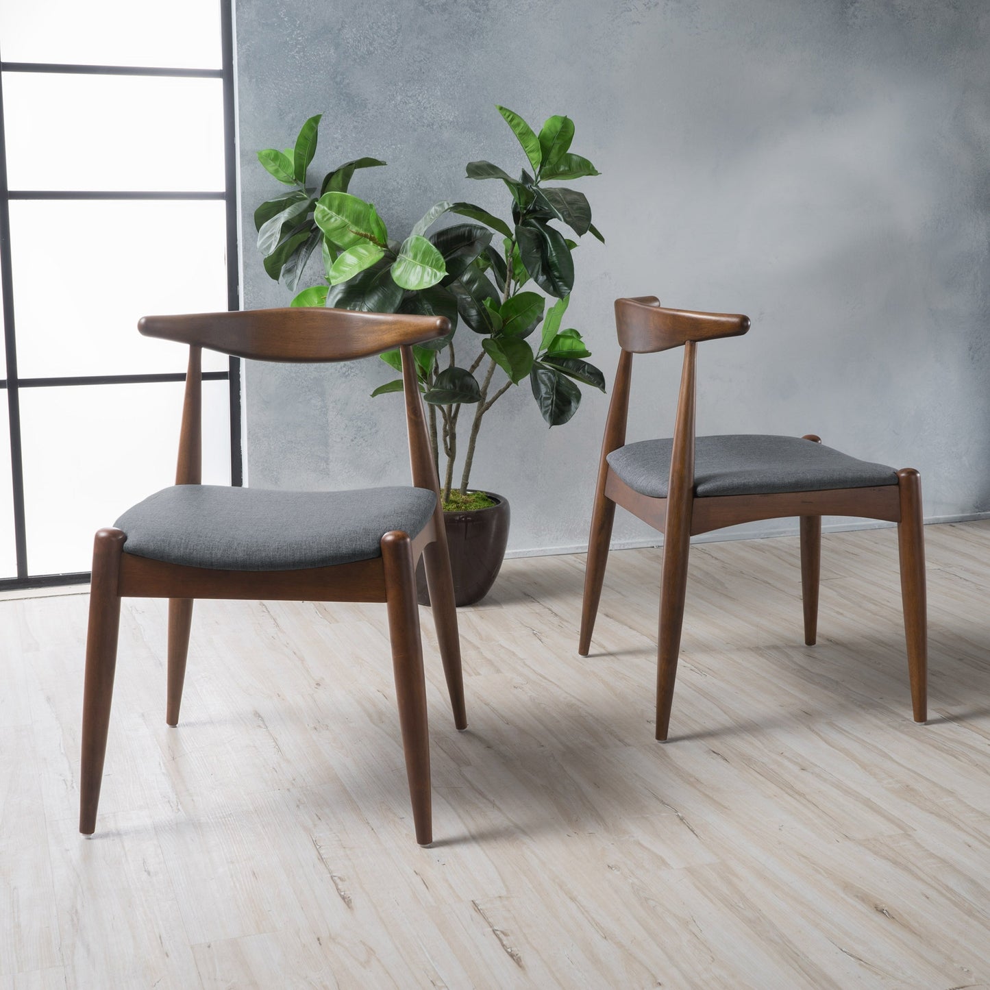 Chaises de salle à manger Francie, style moderne du milieu du siècle (lot de 2) par Christopher Knight Home - 52,1 cm L x 51,4 cm l x 75,2 cm h