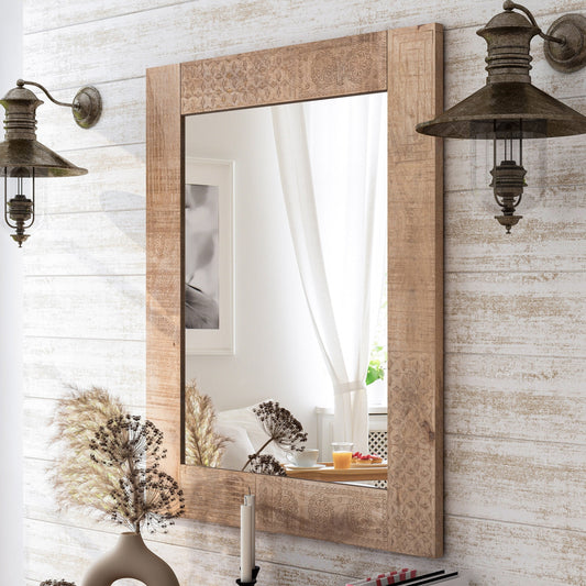 Carina Miroir mural en bois massif naturel rustique de Furniture of America