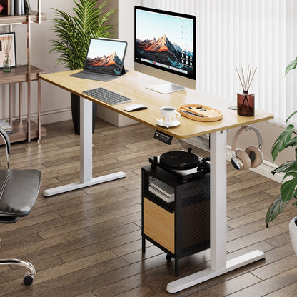 Bureau debout électrique à hauteur réglable Futzca, bureau informatique avec plateau de séparation, pour travailler debout ou assis.