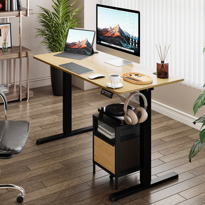 Bureau debout électrique à hauteur réglable Futzca, bureau informatique avec plateau de séparation, pour travailler debout ou assis.